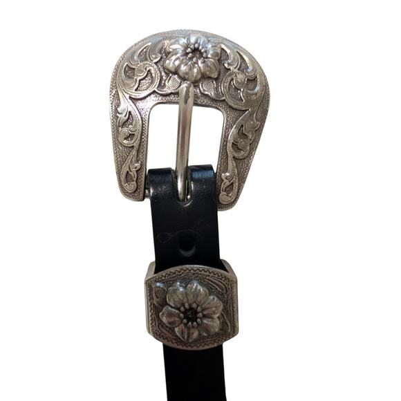 Cactus Mountain Designs Tea Stained Cow Bone Buffalo Concho Leather Belt Sz 36 main image 9